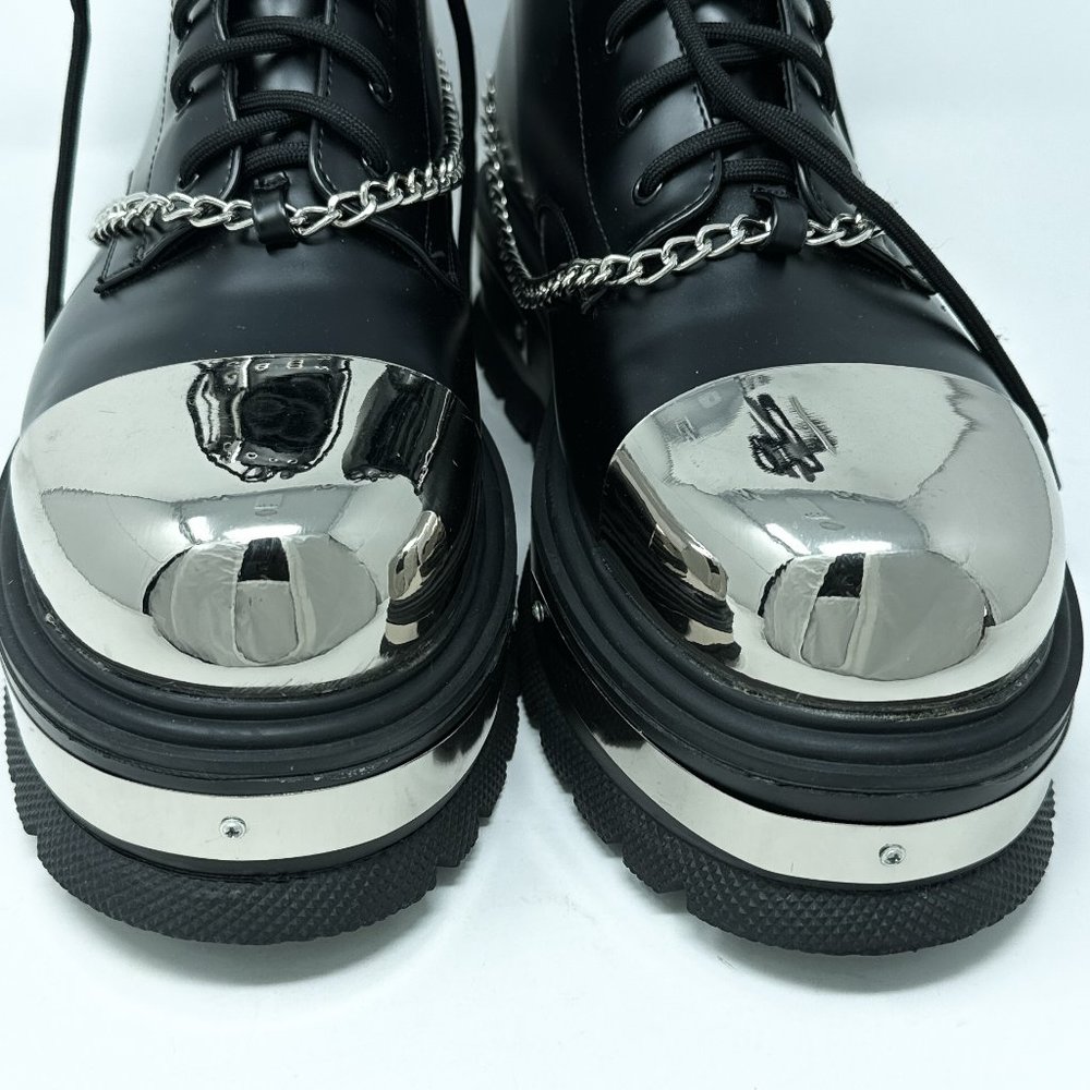 **SOLD**Koi Borin Metal Hardware Platform Combat Boots Black Mens 10 Chains - Picture 9 of 16